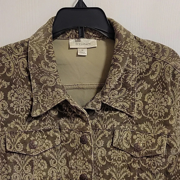 Never Worn Dress Barn Women's Button Up‎ Corduroy Green Print Jacket Size M - Picture 3 of 6